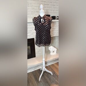 Haver London Black and Pink Polka Dot Blouse Size Large